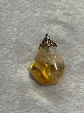 Tumbled Citrine Teardrop Pendant with Silver Cap